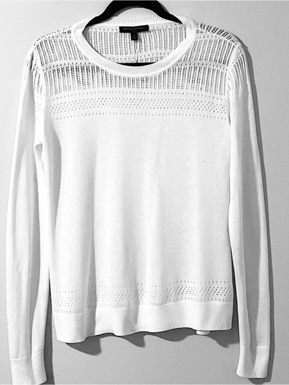 Banana Republic White Open Knit Lightweight Sweater S